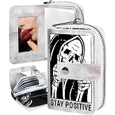 Bistup Clear Card Holder Wallet for Women, RFID, Skeleton Hand | Clear Card Slots, RFID-Blocking Layer, Zipper Around Closure, Patterned Organizer for IDs, Cards, Cash, Daily Carry, Gifts