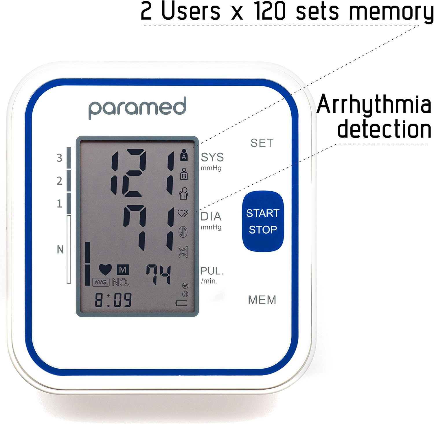 PARAMED Blood Pressure Monitor: Automatic Upper Arm BP Monitor with Cuff 8.7"-15.7" - Image 3