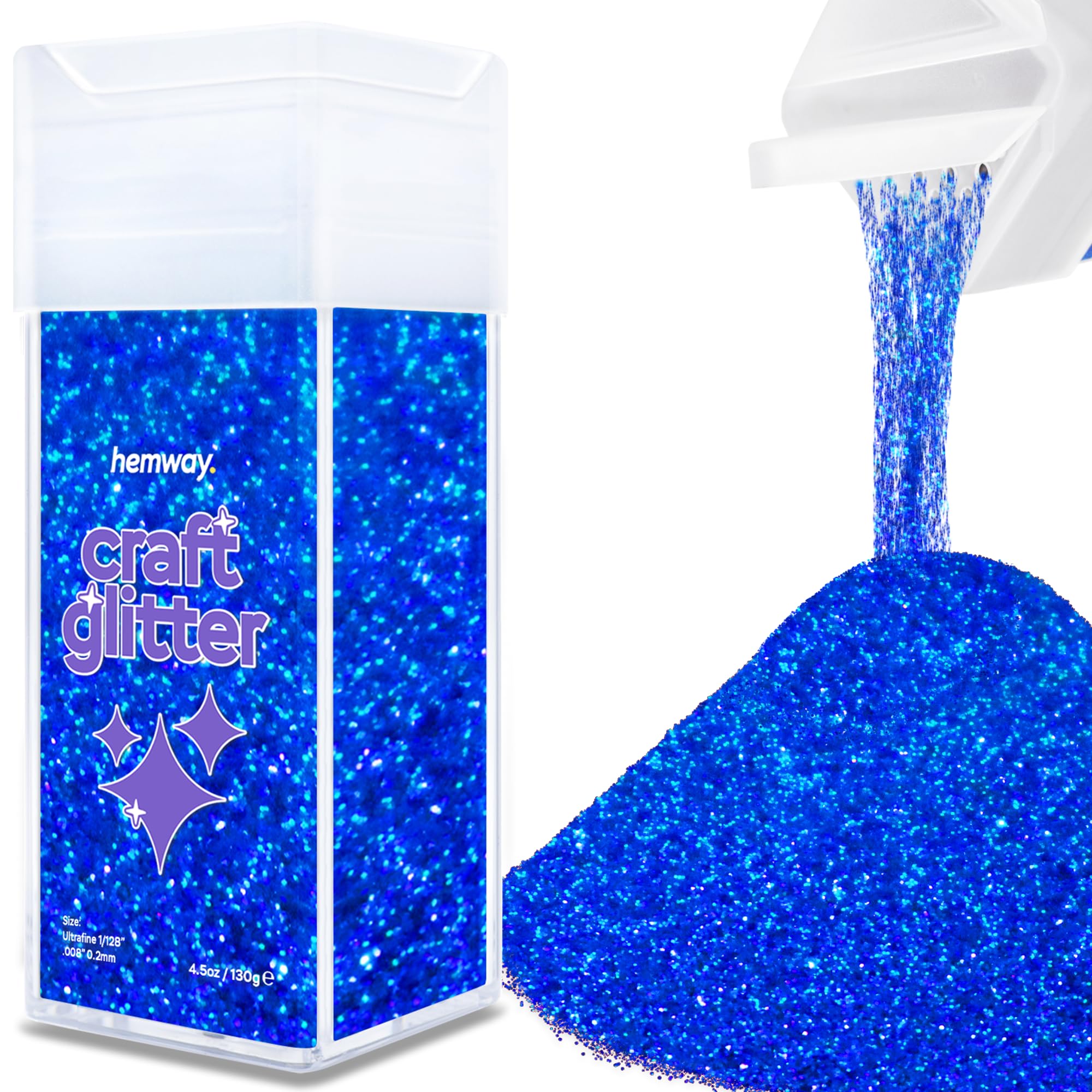 Hemway Glitter Shaker Sapphire Blue Holographic 110g Ultrafine, Craft Glitter Shaker for Resin & Epoxy Crafts, Christmas Art Supplies, Nail, Body, Face, Eye, Festival, Crafting, Slime, Sparkle