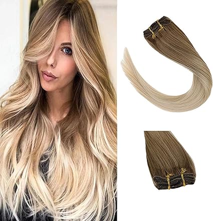 Sunny 24inch Hair Extensions Clip In Remy Human Hair 7pcs 120g