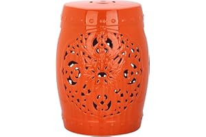 Safavieh Flora Glazed Ceramic Decorative Garden Stool, Orange