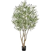 LYERSE Faux Olive Tree 7ft - Olive Trees Artificial Indoor with Large Olive Branches and Realistic Fruits - Fake Olive Tree with Sturdy Base - Olive Tree 7 Feet for Modern Home Office House Decor