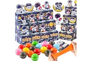 FUNEWEST Valentine's Day Gifts for Kids, 28 Pack Galaxy Slime Balls with Valentine's Day Greeting Card Boxes, Stress Relief Fidget Toy for Kids Party Favor School Classroom Prizes, Valentine Exchange