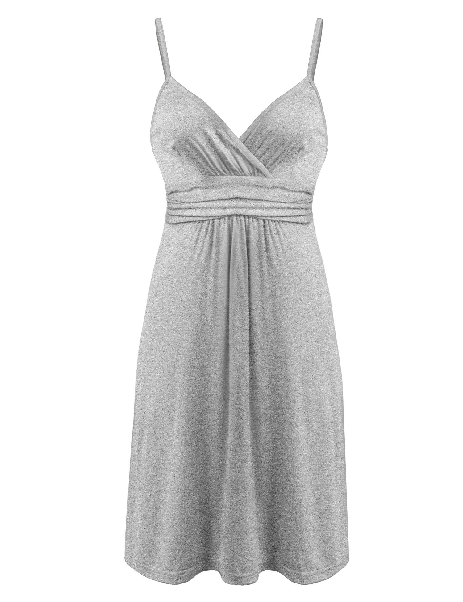Ekouaer Babydoll Chemise Womens Viscose Knit Sleepwear Nightshirt Slip Grey S