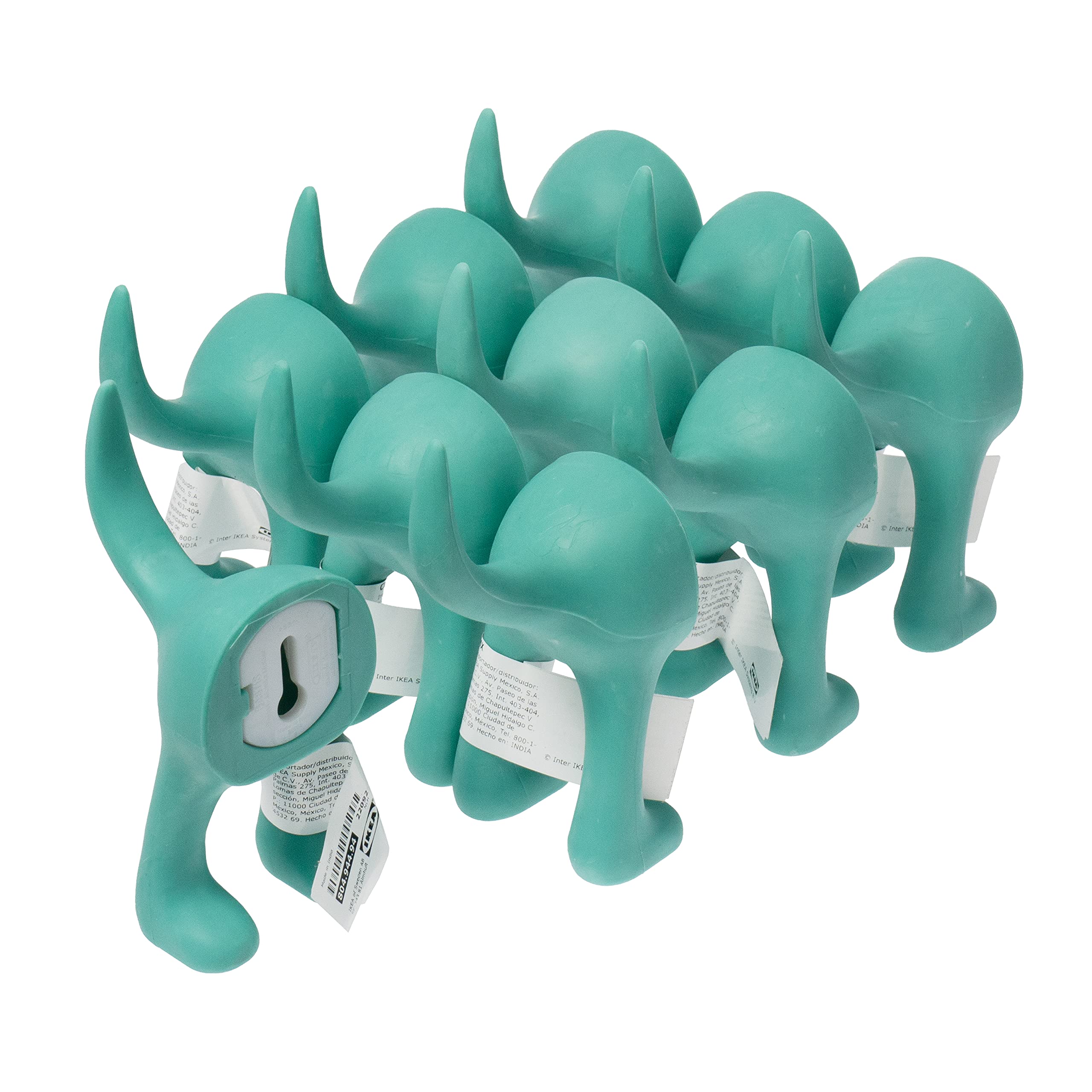 Ikea BASTIS Dog-Tail Wall Hooks, Turquoise, 12 Centimetres, Set of 10