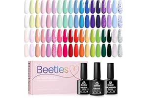 beetles Gel Polish Nail Set, 36 Colors Floral Rhapsody Collection Orange Yellow Girly Sparkle Glitter Polish with 3Pcs Base Matte & Glossy Top Soak off Uv Lamp All Seasons Gifts for Her
