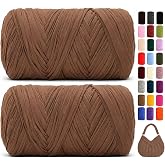 Tshirt Yarn for Crochet, 560g Elastic T Shirt Yarn for Crocheting,110m/Roll | T-Shirt Yarn,2-Pack Generous 560g Set,2cm Soft Chunky for Beginners,Tshirt Yarn Bulk for Bag Basket Home Decor