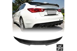 AeroBon Real Carbon Fiber Trunk Spoiler Wing Compatible with 2014-2024 Infiniti Q50 Q50S Sedan (H Style)