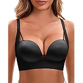 FallSweet Push Up Bras for Women Wireless Add 2 Cups Padded Brassieres Back Fat Smoothing Bra