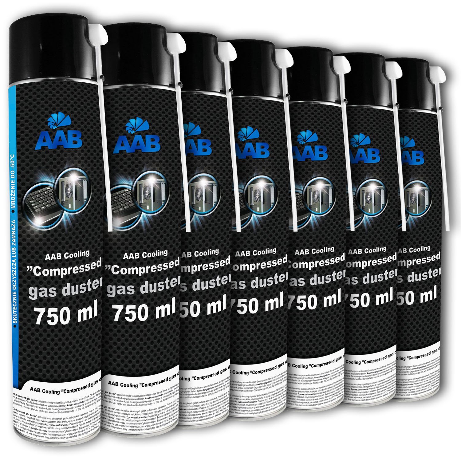 Buy 7 x AAB Compressed Duster 750ml Compressed Air for Cleaning Computer, Keyboard, and Other