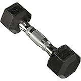 CAP Barbell Rubber Coated Hex Dumbbell with Contoured Chrome Handle, Single