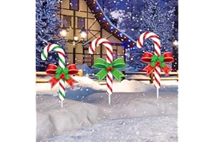 Drydiet 3 Pack Metal Christmas Yard Signs Decor Xmas Yard Stakes Outdoor with Stakes for Holiday Outdoor Garden Lawn Pathway Decoration(Candy Cane)