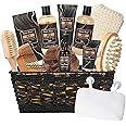 Fathers Day Bath Perfume Gift Set for Men, 14 Pcs Spa Basket with Classic Perfume kit, Personal Self Care Shaving Kit Relax Included Scubber Sisal, Epsom Salt, Beard Oil, Comb, Razor, Bath Pillow More