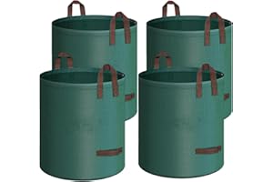 FIQAPJ 4 Pack 137 Gallons Reusable Yard Waste Bags, Heavy Duty with Double Bottom Layer & 4 Reinforced Handles, Extra Large Leaf Lawn and Garden Waste Bags for Debris, Grass Clipping