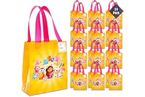DREAMWORKS Gabby's Dollhouse Party Favor Bag Set – 24 Pack of 8" Gabby Party Goodie Bags for Kids Bulk Reusable Totes | Gabbys Dollhouse Birthday Supplies