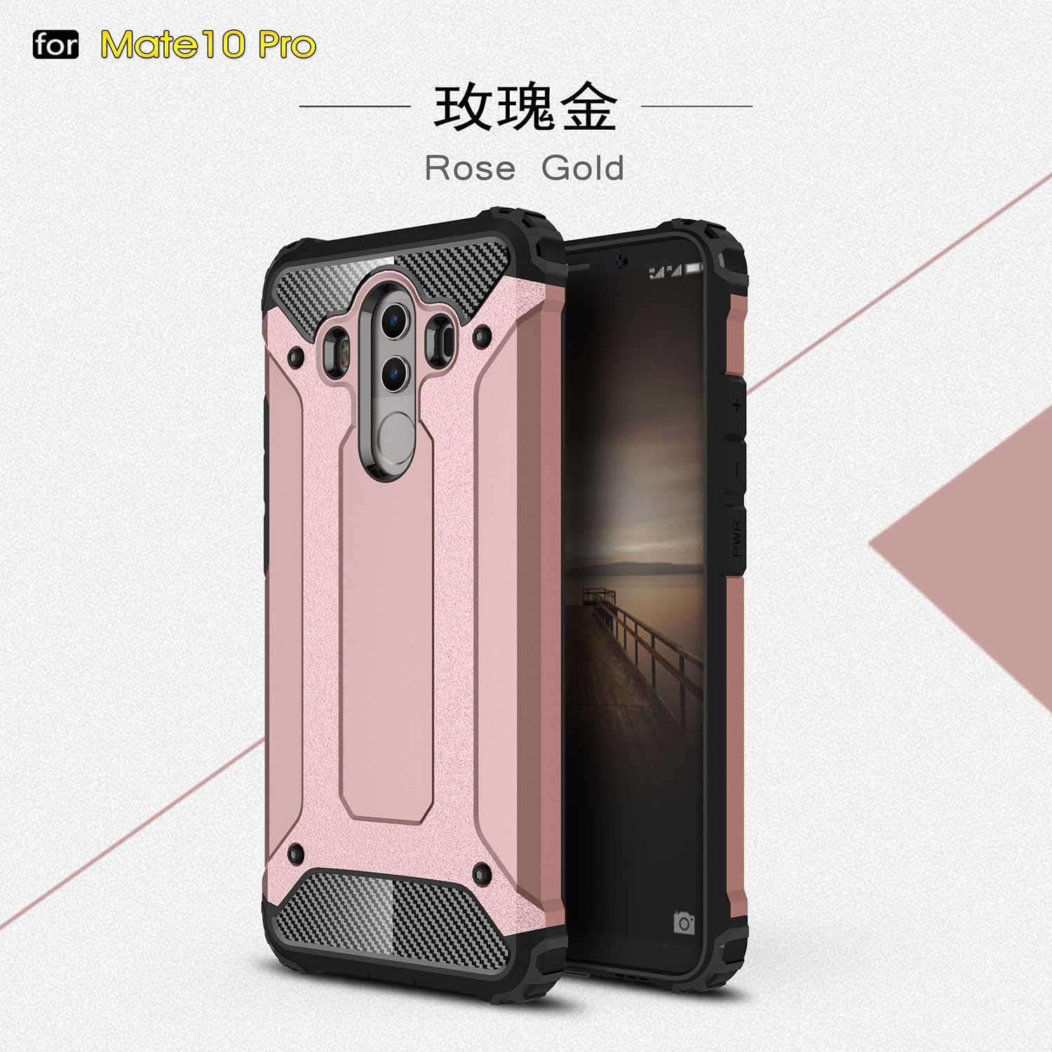 Zhusha Phone case, Dual Layer Heavy Duty Hybrid Armour Tough Style Shockproof PC+TPU Protective Hard Case for Huawei Mate 10 Pro (6.0 inch) ( Color : Rose Gold )