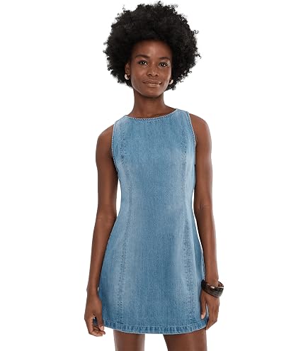 sonora denim mini dress Free People in Cornflower It features a square neckline Free People, Women's, Sonora Denim