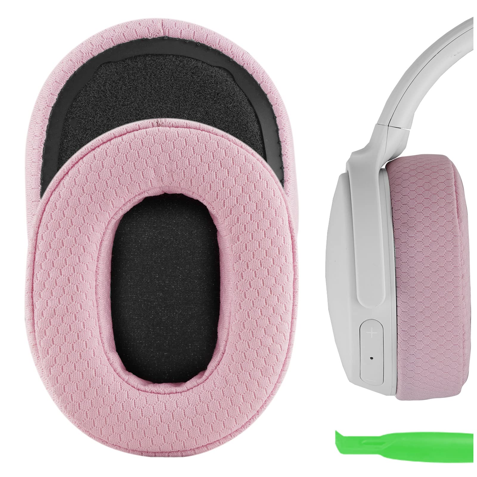 Geekria NOVA Mesh Fabric Replacement Ear Pads Compatible with Skullcandy Crusher Wireless/Crusher EVO/Crusher ANC, Hesh 3/ Hesh EVO/Hesh ANC, Venue ANC Headphones, Ear Cushions (Pink)