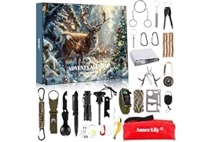 ANNER LILY Survival Kit Advent Calendar for Men - Survival Tools Advent Calendar for Adult Teen 24 Days Christmas Countdown - 2025 Xmas Holiday Surprise Gifts for Outdoor Enthusiasts