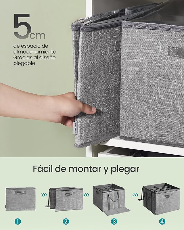 Organizador de Zapatos, para hasta 16 Pares, Caja para Guardar Zapatos, Asas, Tapa Transparente, para Armario Entrada Dormitorio, Gris Espadaña LSP601G01