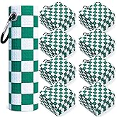 SmoothNovelty 12 Pcs Golf Towels Bulk for Bags Microfiber Waffle Pattern Golf Towel with Clip 16'' x 16'', Ultra Absorbent Quick-Dry, Mini Tournament Yoga Fitness Men's Gifts(Emerald Green)