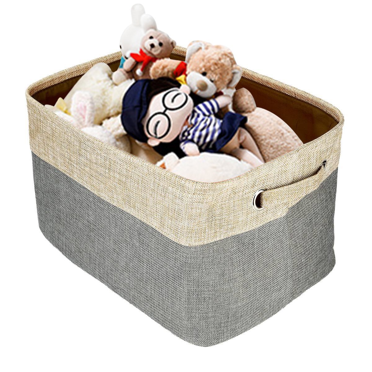 Foldable Convenient Storage Box Organizing Basket Closet Organizer with Handles, Cotton & Jute