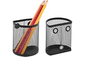 2 Pack Magnetic Pen Holder,Mesh Stainless Steel Pen Basket, Metal Writing Utensil Storage Organizer for Whiteboard,Blackboard