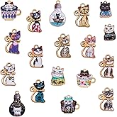 COGCHARGER 18 Pieces Cat Alloy Charm Pendant Mixed Color Cute Cat Charms Alloy Animal Pendant for Jewelry Necklace Bracelet Earring Making Crafts