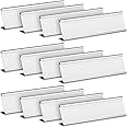 LEIFIDE 12 Pack Aluminum Name Plate Holder for Desk 2 x 8 Inch Blank Name Plates Office Business Desk Holder Desktop Table Display for Business Office Meeting End of Year Teacher Classroom(Silver)