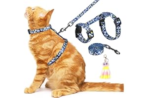 Pedobi Cat Harness and Leash Set - Escape Proof Adjustable Cat Harness, Comfortable Soft Lightweight, Use Safe & Easy, Walking Travel Kitten Harness for Small Medium Large Cats Blue