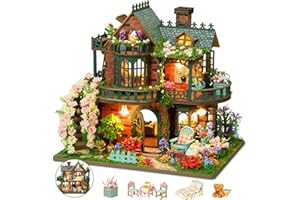 LogicTwist DIY Miniature House Kit with LED Lights, Fairy Garden Wooden Mini House Building Kit for Adults & Teens, Creative Crafts for Women, Friends & Hobbyists