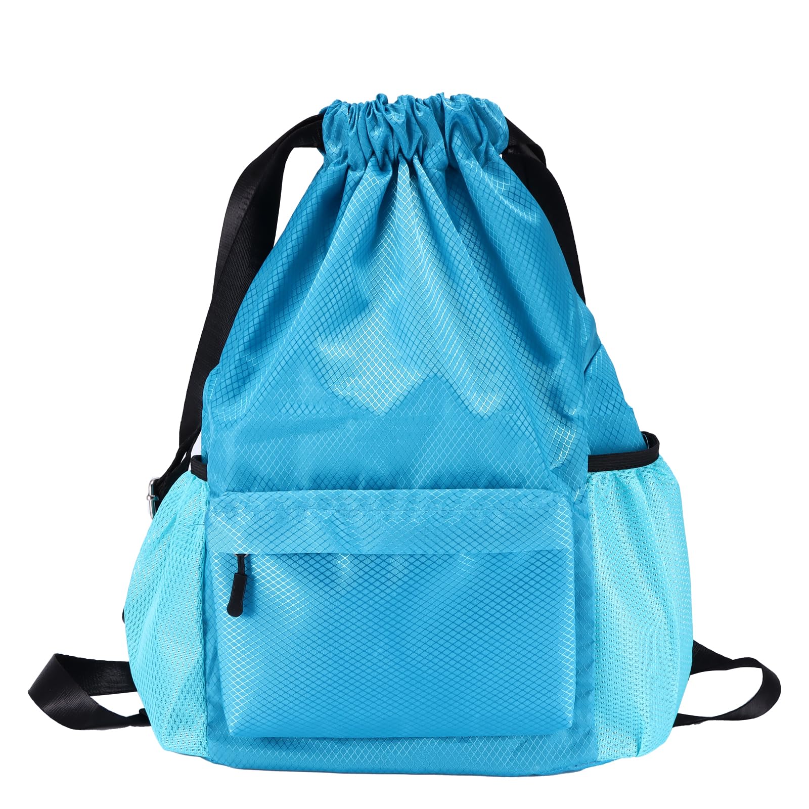 Bwetomk Drawstring Backpack Sports Gym Bag with Shoes Compartment Pocket, Durable Sports Ball Bag PE Bags, Water-Resistant String Backpack Cinch for Women Men Travel Beach School Swimming and Climbing