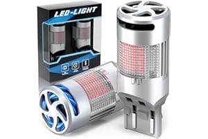 AINOSEIN 7440 7443 LED Bulb Red for Brake Light, CANBUS Error Free W21W WY21W Bulb with Built In Resistor Anti Hyper Flash, W/Turbo Fan, 30W 3200LM Ultra Bright for Brake Stop Tail Light, Pack of 2