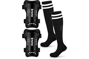 Hryrbay Kids Soccer Shin Guards and Socks Toddler Soccer Shin Pads Protective Defender Gear for 3-15 Years Old Youth Boys Girls