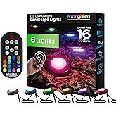 Enbrighten LED Ground Lights, 6 Path Lights, 50ft, Color Changing, Remote Control, Outdoor Path Lighting, 41012