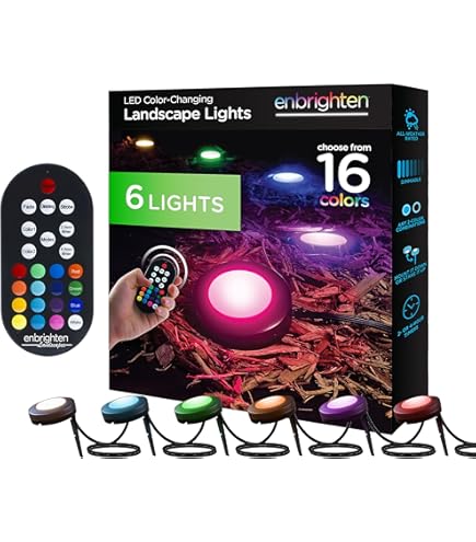 Enbrighten LED Ground Lights, 6 Path Lights, 40ft, Color Changing