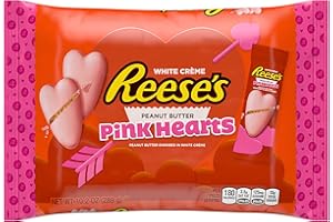 HERSHEY'S REESE'S White Crème Peanut Butter Pink Hearts Candy, Valentine's Day Candy, 10.2 Oz. Bag