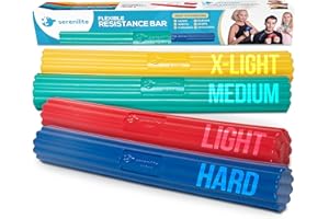 Serenilite Flexible Resistance Bar, Grip Strength Trainer, Resistance Band, Forearm Exerciser Workout, Flexible Bar for Tennis Elbow, Golfers Elbow, Physical Therapy, Pain Relief, Tendonitis, Recovery
