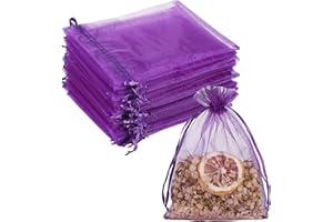 Sheer Organza Bags 5x7 Inch,100PCS Purple Wedding Favor Drawstring Bags Organza Jewelry Pouches Party Valentine Gift Mesh Can
