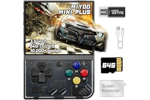 LKOHJF Miyoo Mini Plus, Retro Handheld Game Console, with 64G TF Card,Support 10000+Games,3.5-inch Retro Portable Mini Handheld Game Console with Dedicated Storage Case, Support WiFi(Black 64G+Case)
