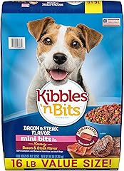 Kibbles 'n Bits Mini Bits Small Breed Dry Dog Food, Savory Bacon & Steak Flavor for Adult Dogs, 16 lb. Bag