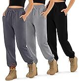 LessonZoo 3 Pack Girls' Sweatpants Active Fleece Soft Athletic Jogger Pants for Kids Youth with Pockets Drawstring