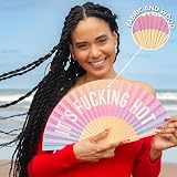 Fisura Handheld Folding Fan Colourful Wood Message Fan F*cking Hot Glow view 4