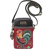 Chala Group Rooster Cellphone Crossbody Handbag - Rooster Gift, Burgundy, 5" x 7.5" x 1"