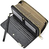 VANNANBA Long Wallet for Women Genuine Leather Zipper Wallet Large Capacity Organizer Accordion Wallet