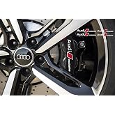 Audi Exclusive Brake Caliper Mirror Window Decal 100mm 120mm (White &ETH; red)