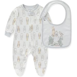 Peter Rabbit Baby Boys Footies Coverall Romper with Bib for Newborn Infant