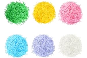 Gloreyan 6 Colors/4.3oz Easter Grass Shredded Paper Filler Raffia Paper Filler for Easter Gift Wrapping Basket Filling Birthdays Weddings Party Supply