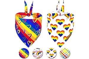 Raisingwell Pride Dog Bandanas 2 Pack, 4 Pattern Reversible LGBTQ+ Rainbow for Boy and Girl, Premium Long-Lasting Fabric, Summer Triangle Scarf for Medium to X-Large Breed Dogs (Large)