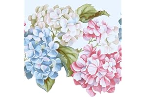 CONCORD WALLCOVERINGS ™ Wallpaper Border Floral Pattern Flowers Leaves, Die Cut Edge for Living Room Cottage Farmhouse Bedroom, Pink Blue Green, 15 ft by 9.5 in WV7460B